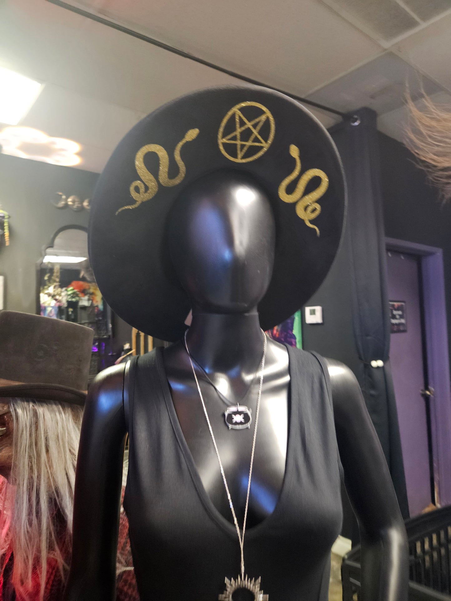 Snakes & Pentagram Wide Brim Hat