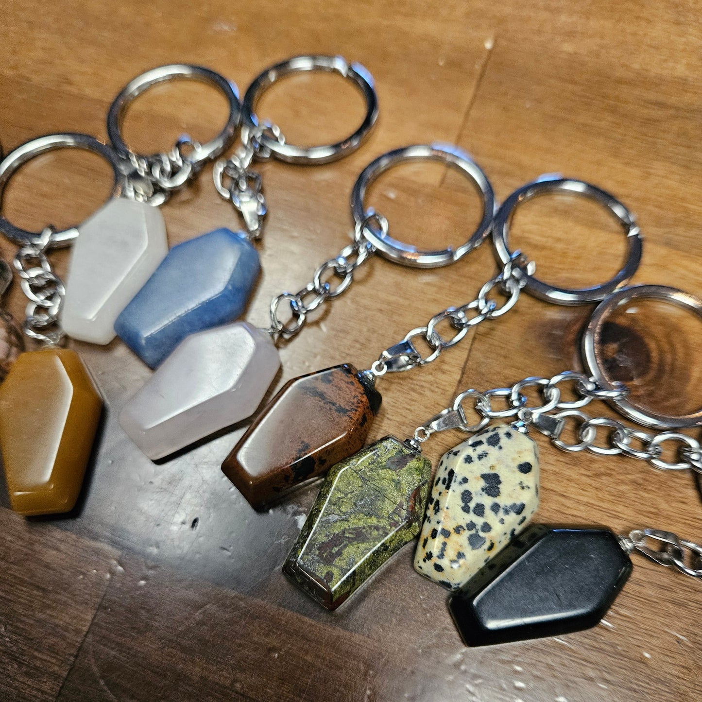 Natural Crystal Coffin Keychain