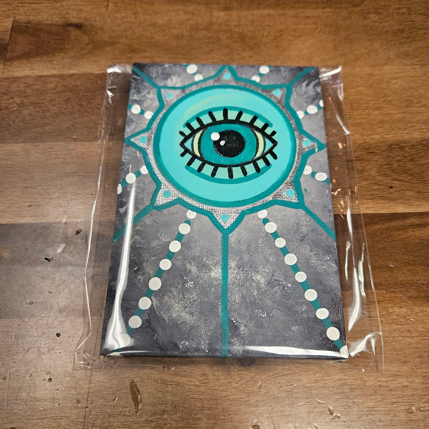 Evil Eye Teal Canvas Painting