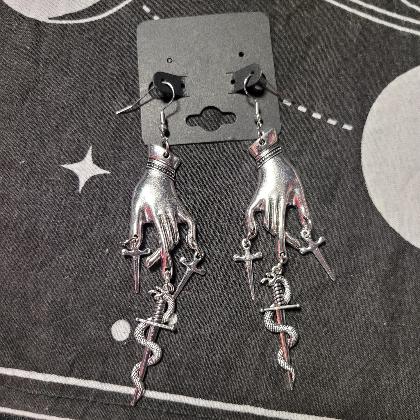 Mystical Hand & Daggers Earrings