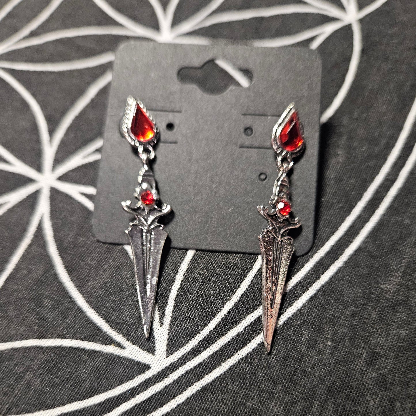 Scarlet Sword Drop Earrings