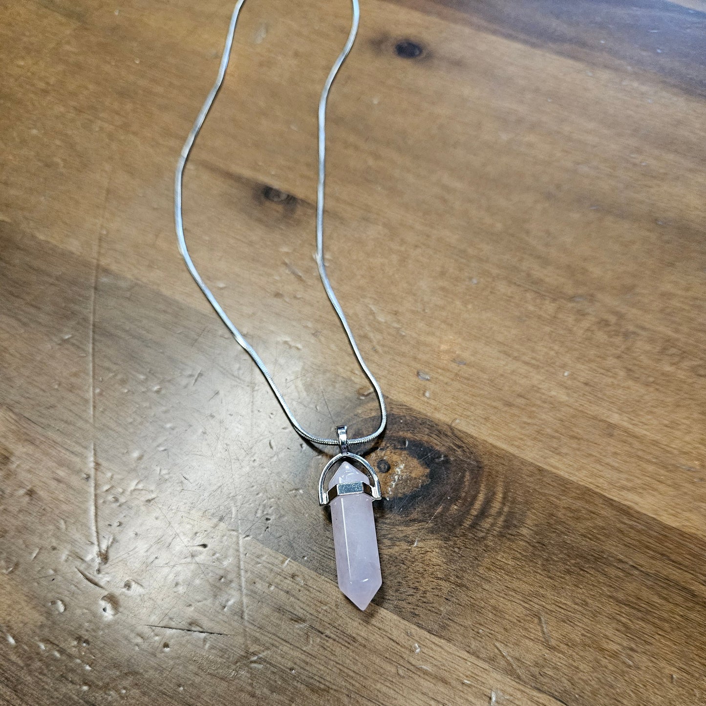 Rose Quartz Crystal Point Necklace