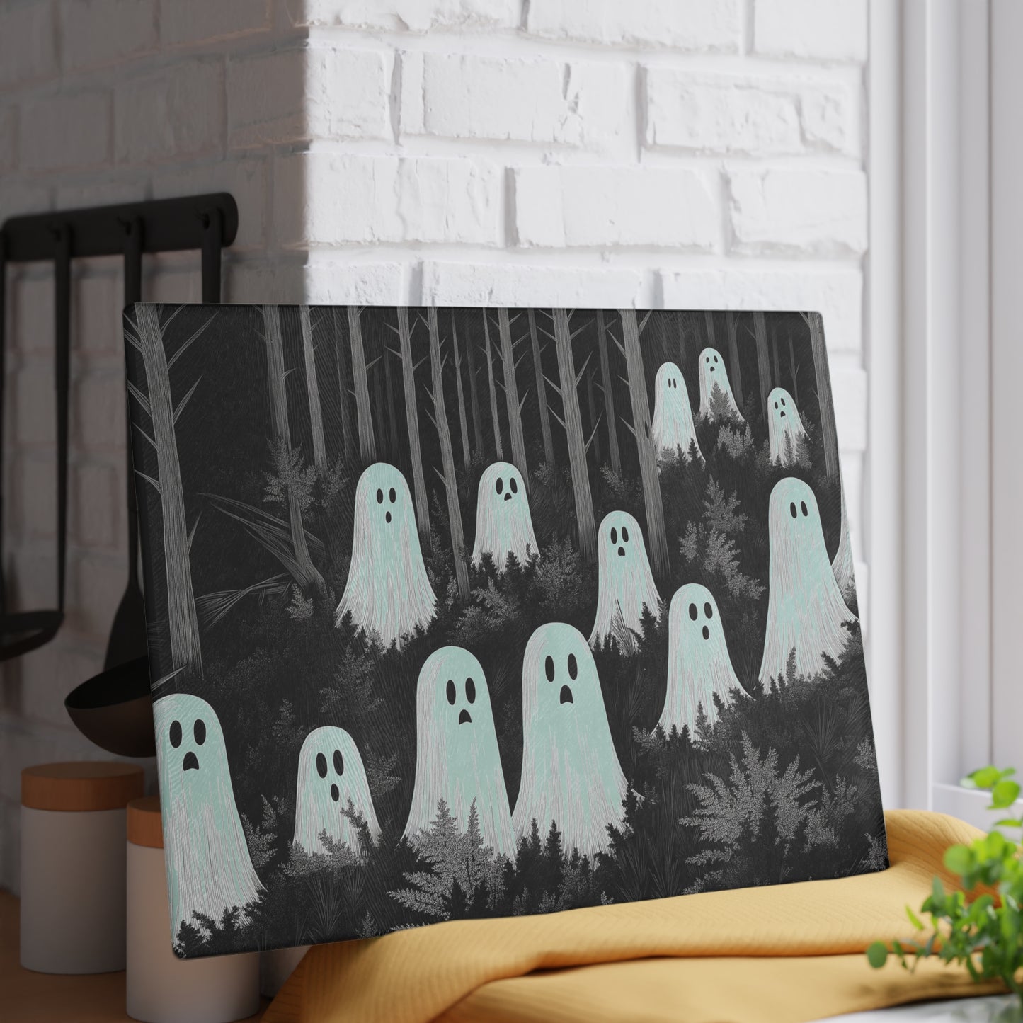 Forest Ghosts Glass Cutting Board