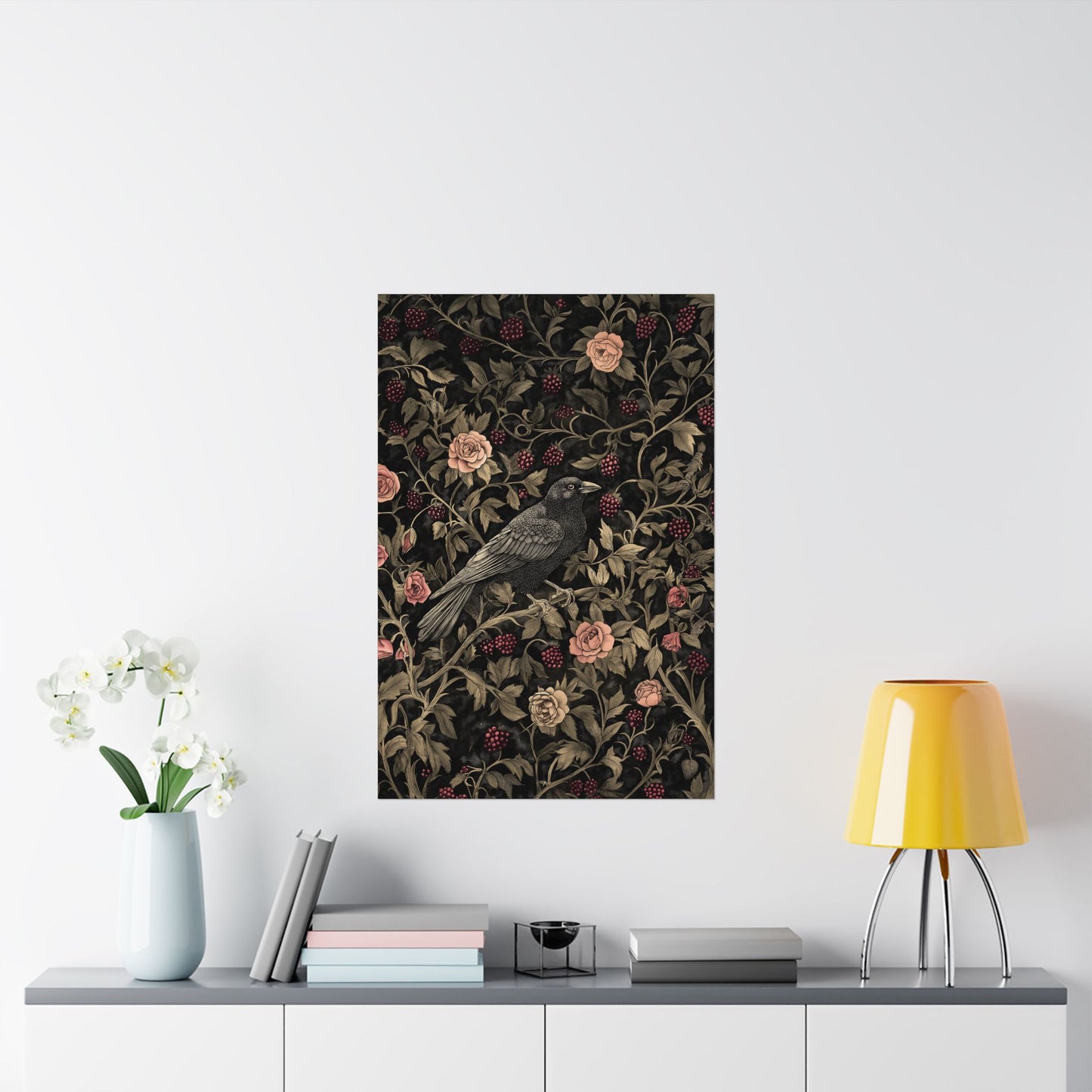 Crow in the Garden Matte Vertical Poster