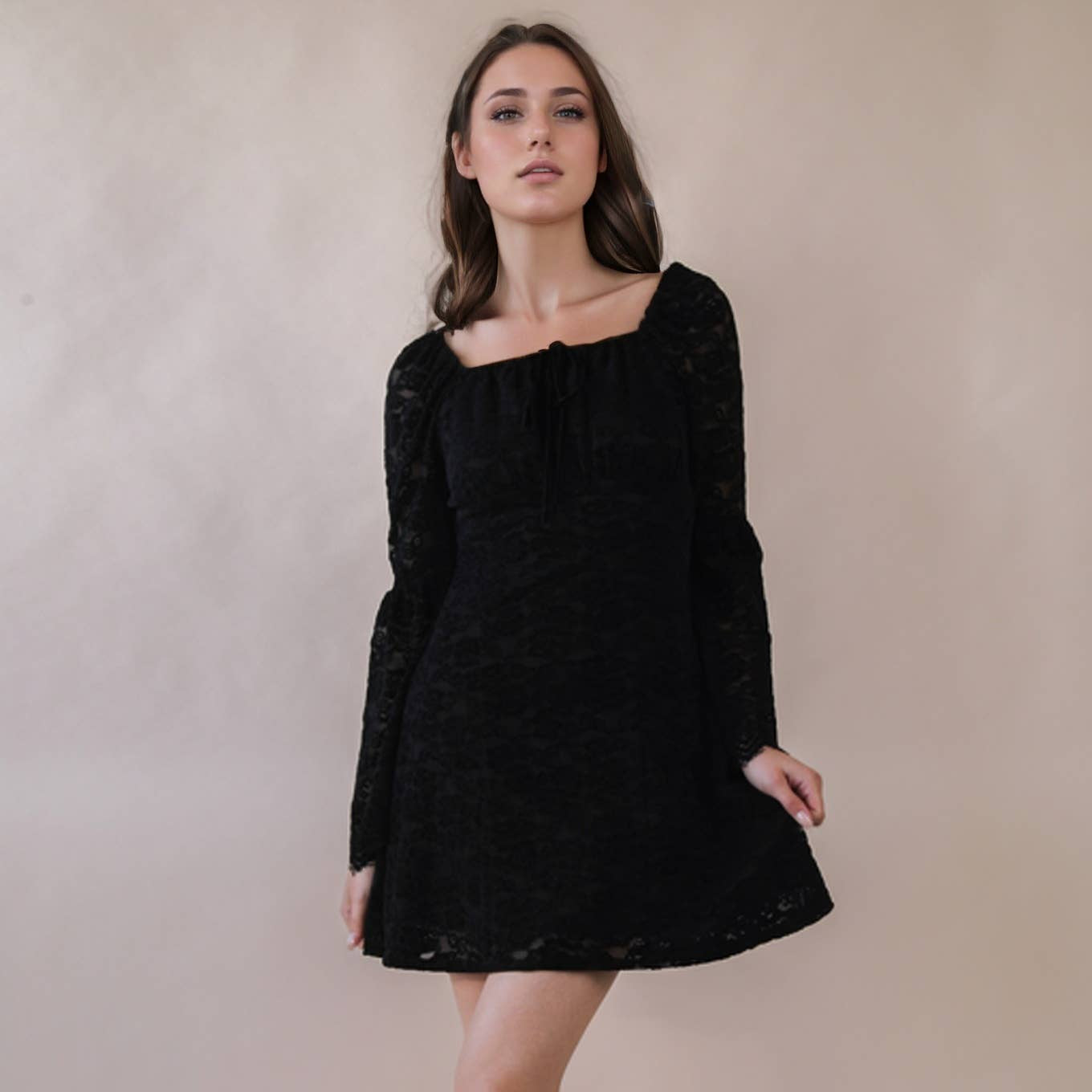 Textured Lace Bell Sleeve Mini Dress – Blaspheme Boutique