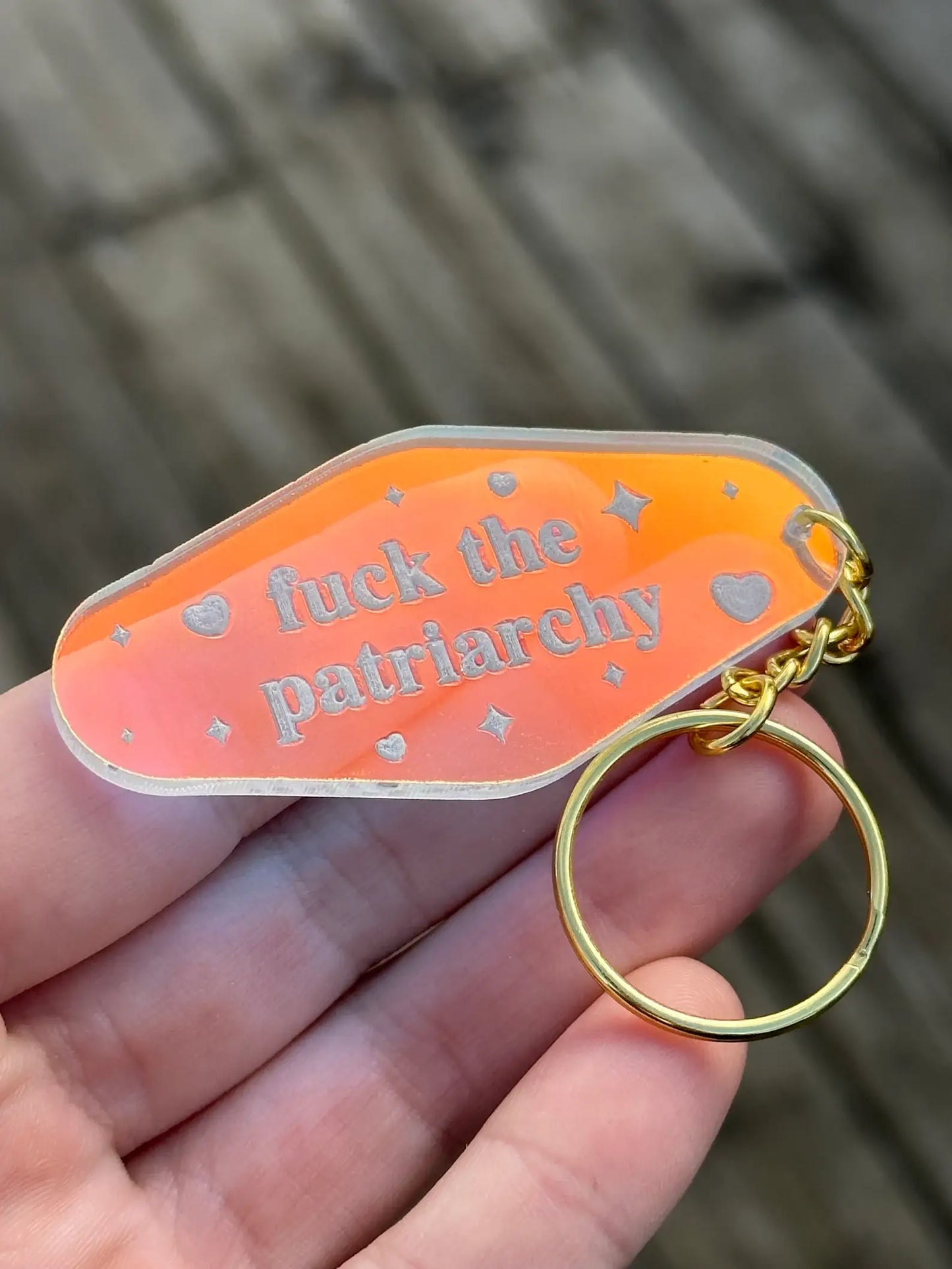 Fuck The Patriarchy Iridescent Acrylic Motel Style Keychain