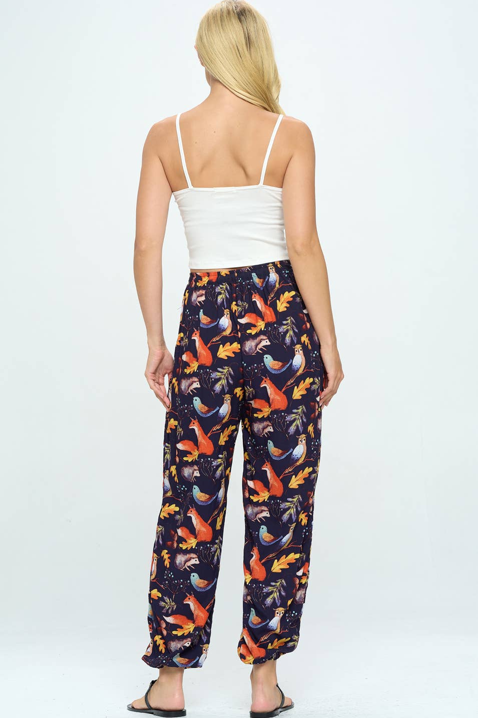 Woodland Animal Print Pant With Drawstring and Pocket