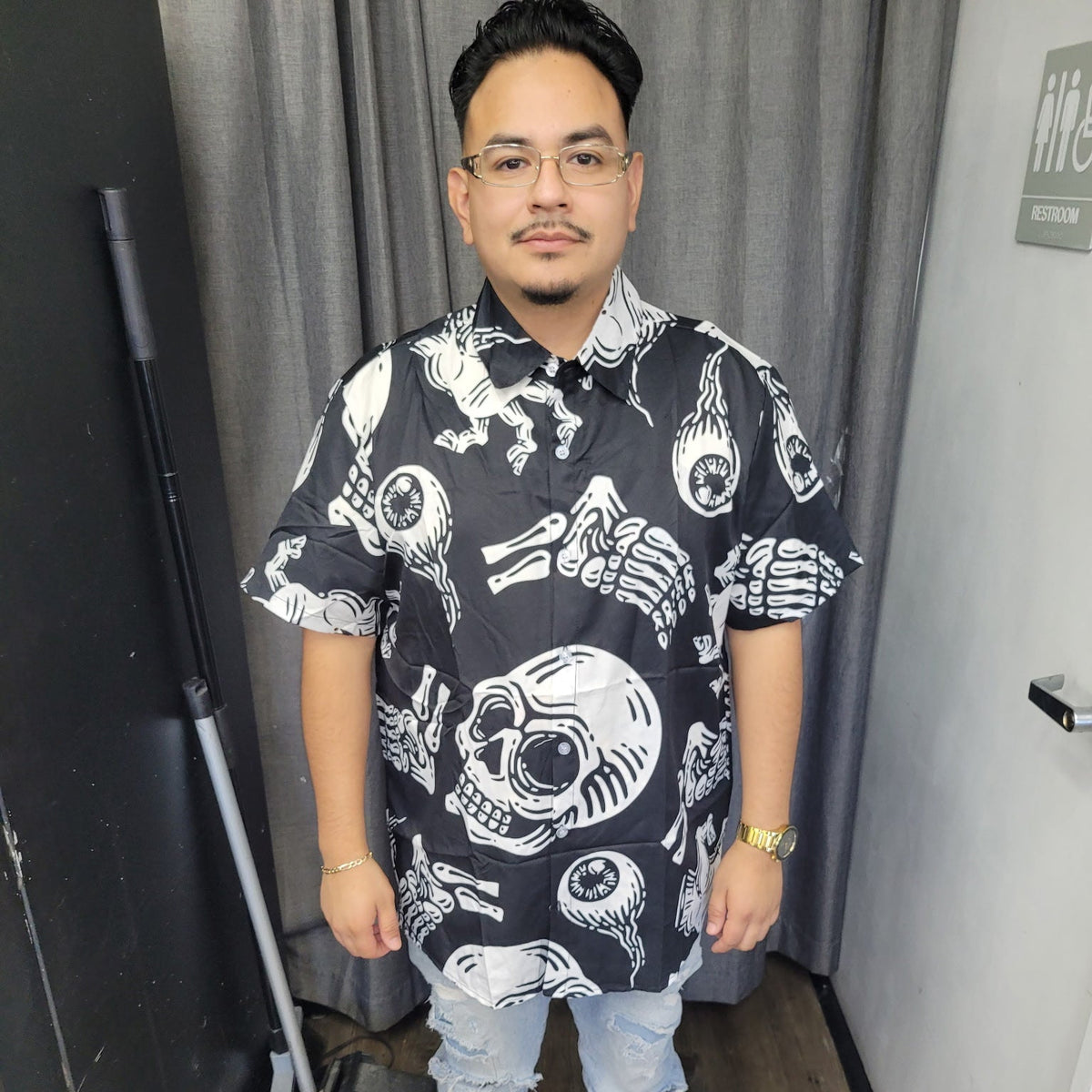 Skeleton Parts Button Up Shirt