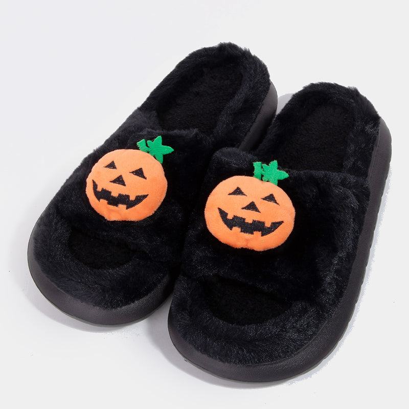 Jack-O-Lantern Plush Slippers