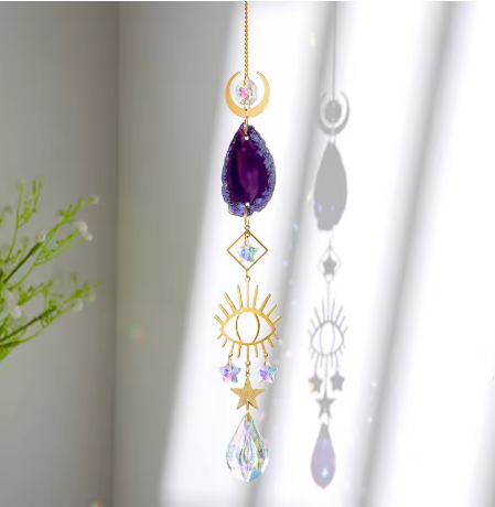 Purple Agate Slice Cosmic Sun Catcher