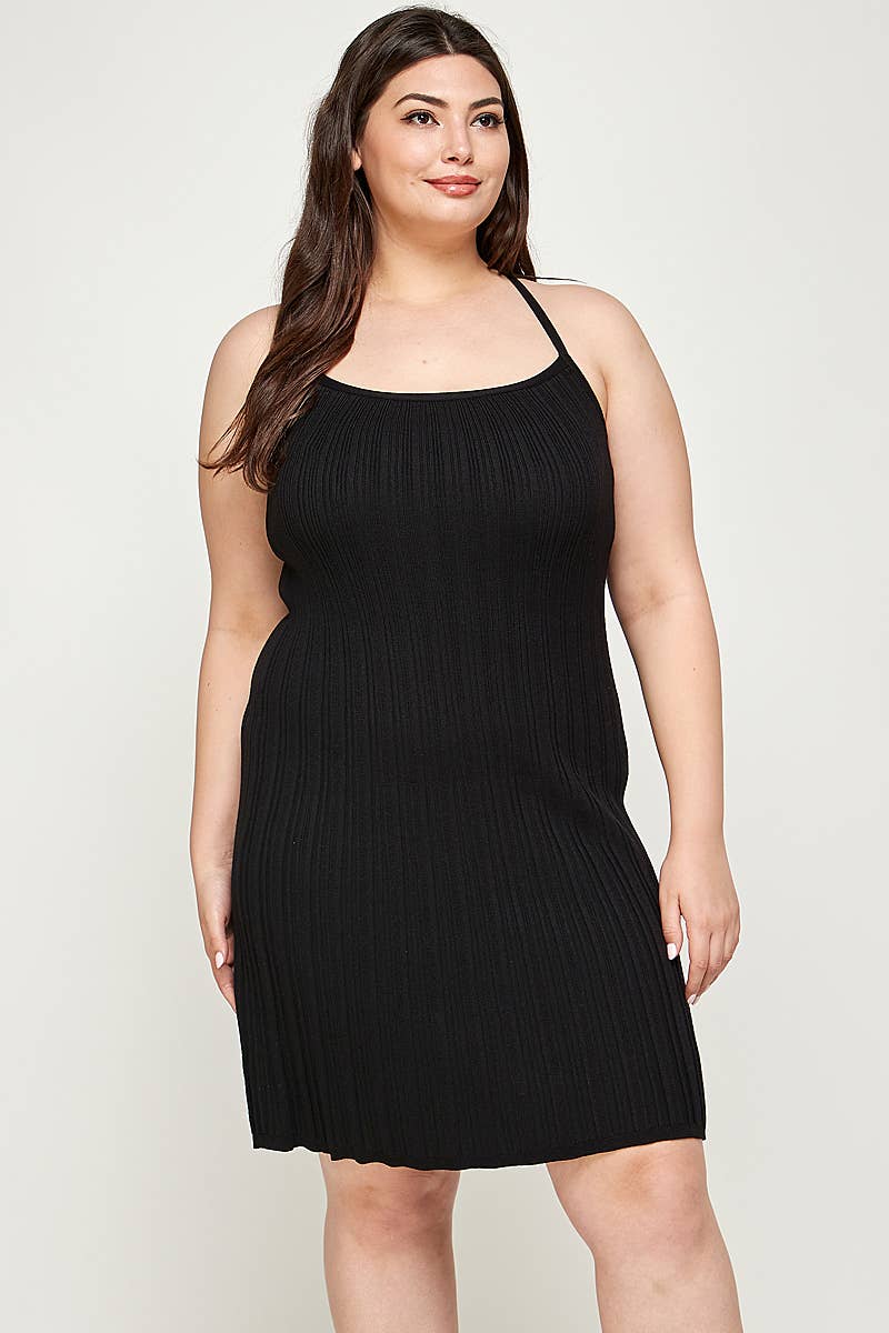 Pleated Knit Fit and Flare Dress | Plus