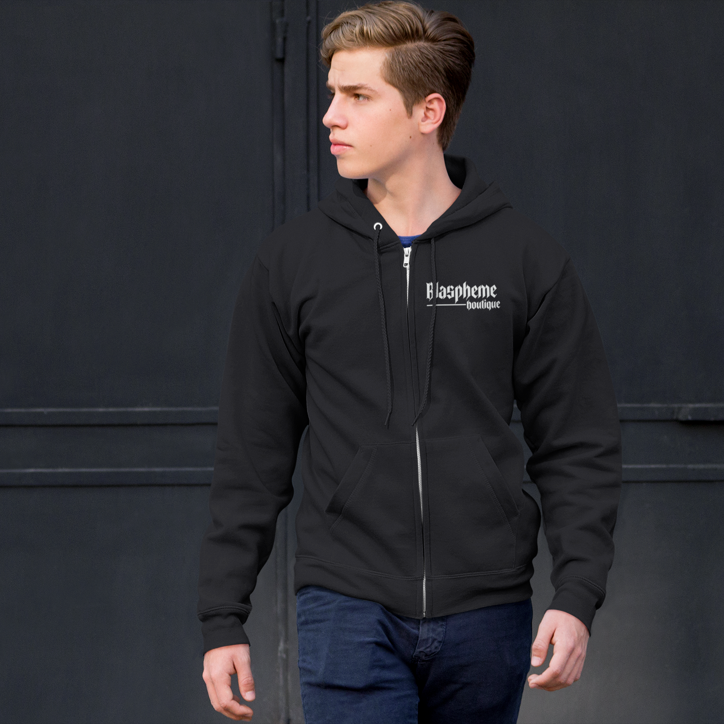 Blaspheme Goat & Skulls Zip Up Hoodie