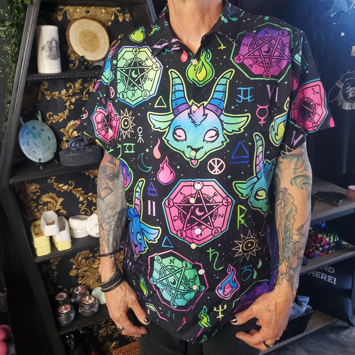 Neon Occult Button Up Shirt – Blaspheme Boutique