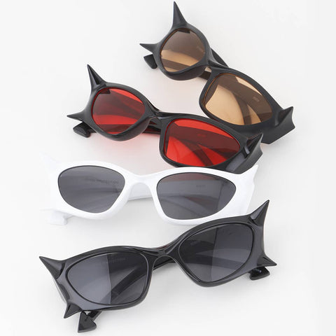 80'S Futuristic Narrow Gothic Cat-Eye Sunglasses