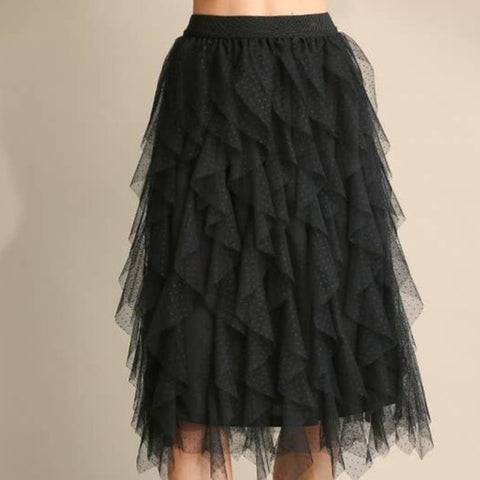 Embellished Tulle Layered Midi Skirts