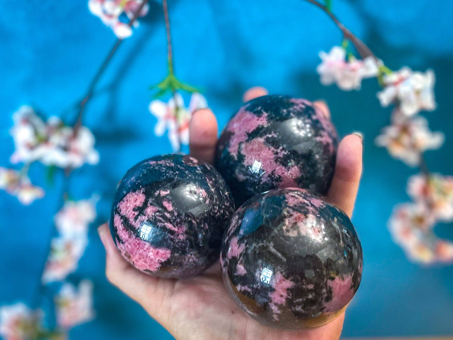 Rhodonite crystal sphere