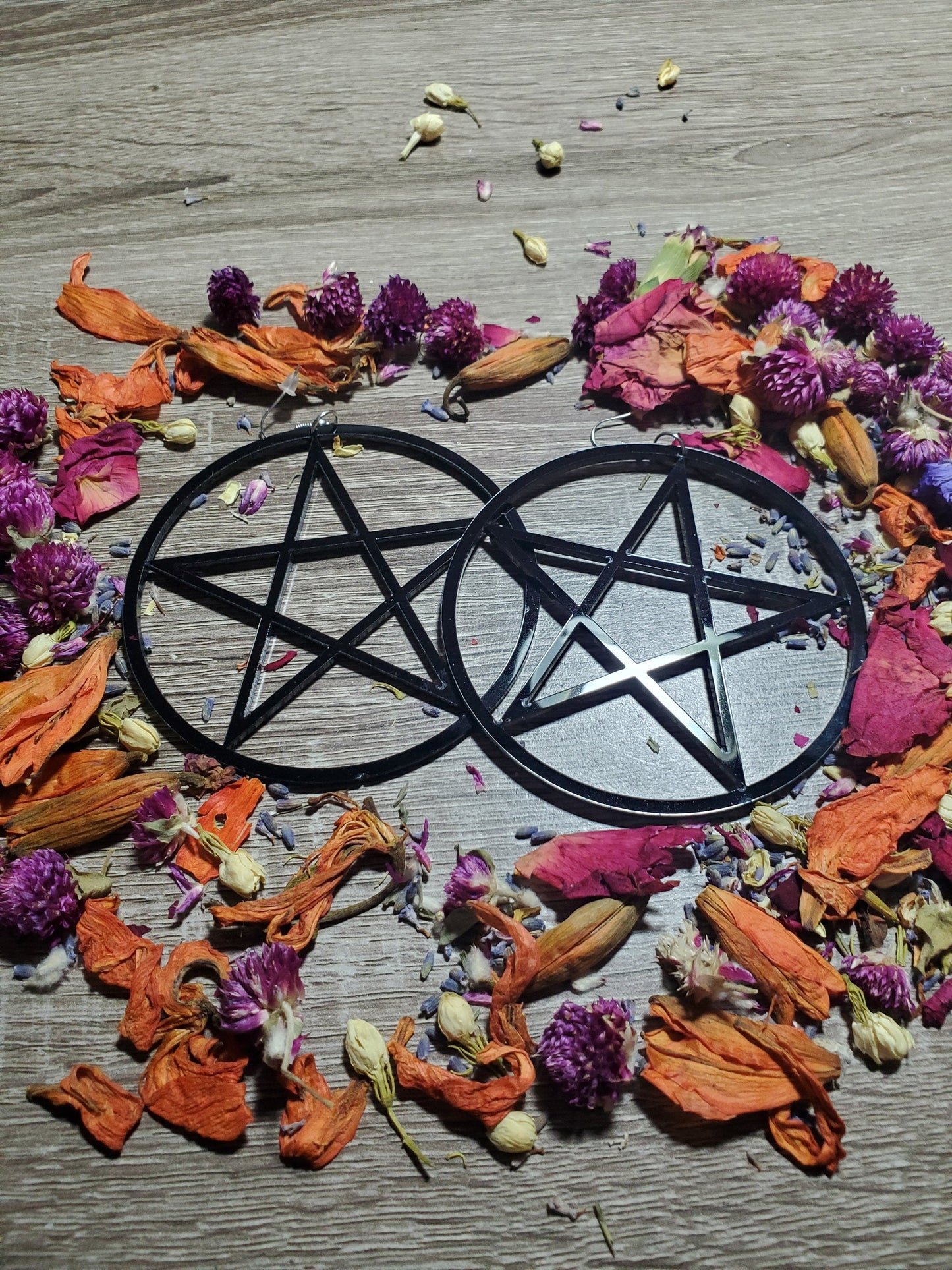 Pentagram Large Drop Earrings