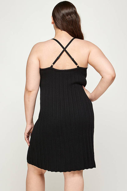 Pleated Knit Fit and Flare Dress | Plus