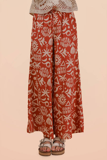 NP70715-Printed Wide Leg Long Pants