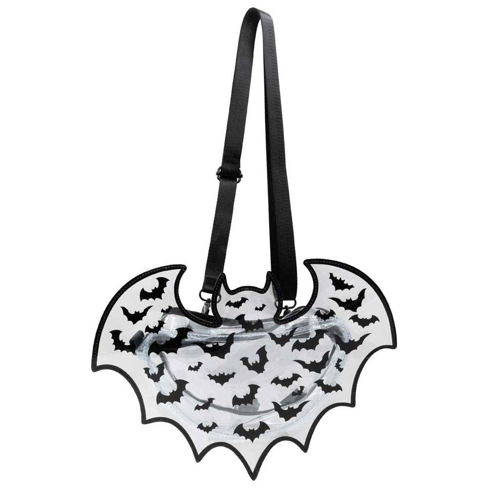 Bat Shaped Clear Vinyl Backpack Purse