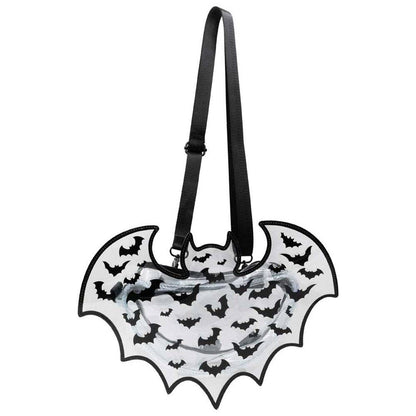 Bat Shaped Clear Vinyl Backpack Purse