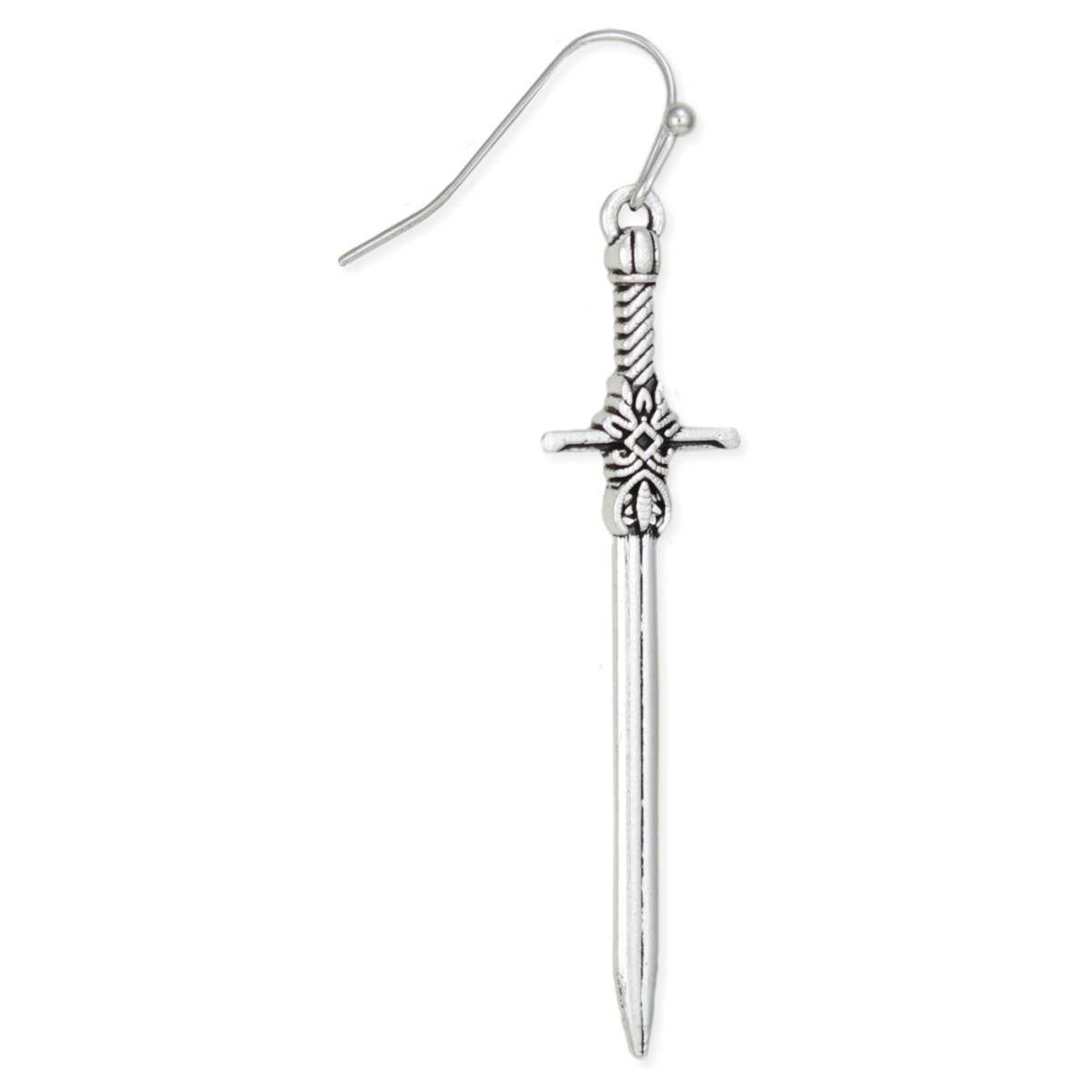 Antiqued Silver Sword Earrings