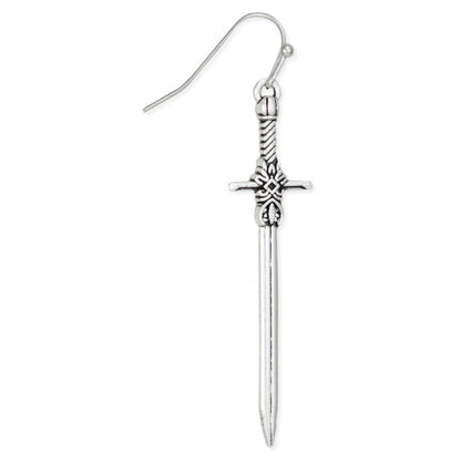 Antiqued Silver Sword Earrings