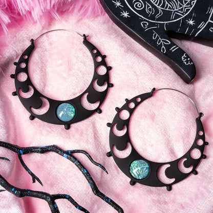 Phases Of The Moon Gem Hoop Earrings