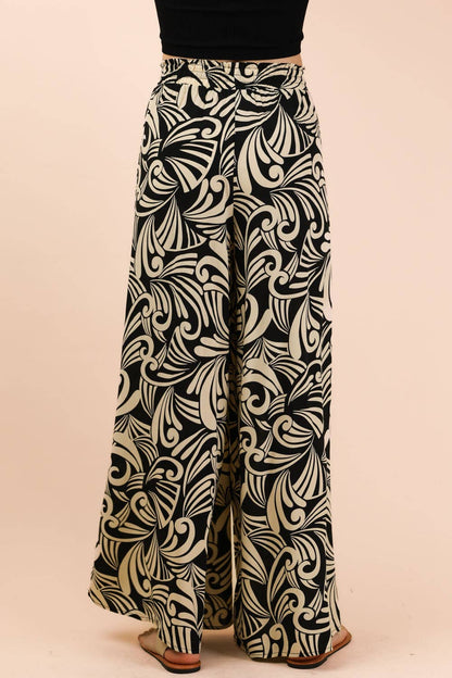 NP70715-Printed Wide Leg Long Pants