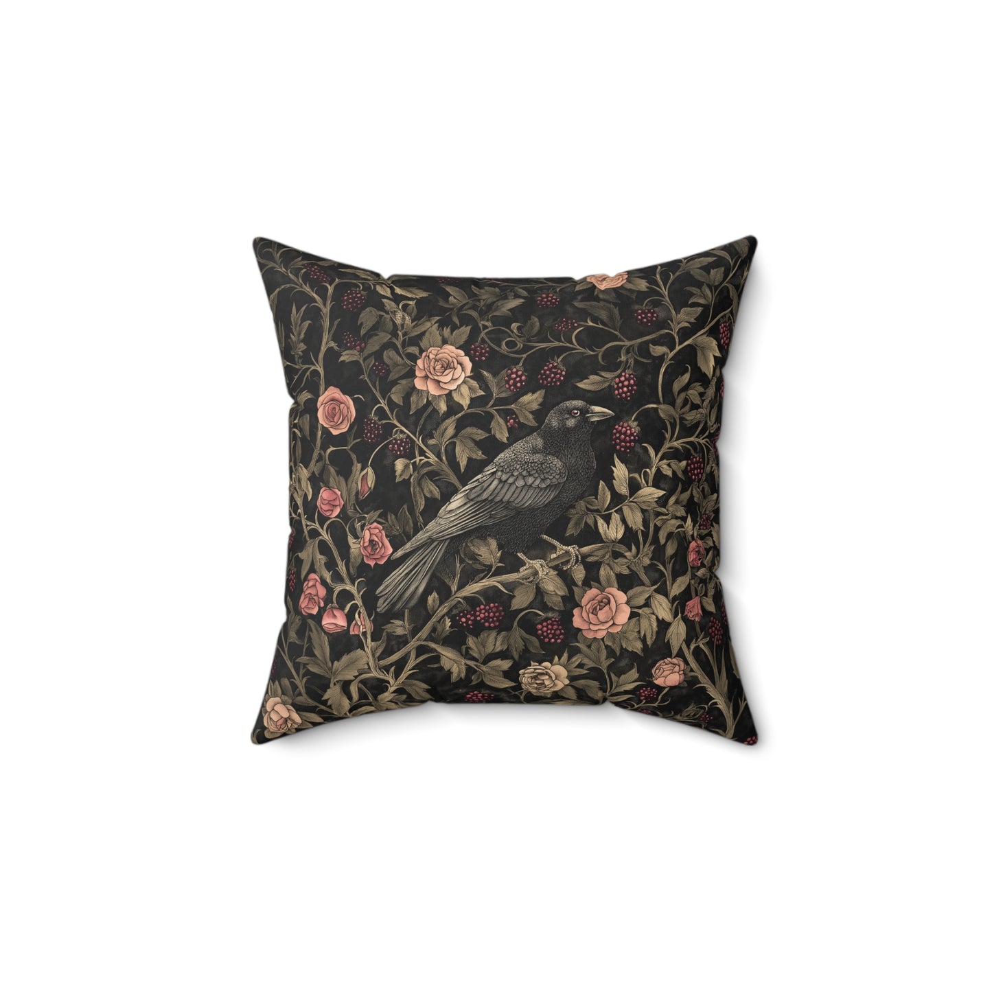 Crow In the Garden Spun Polyester Square Pillow