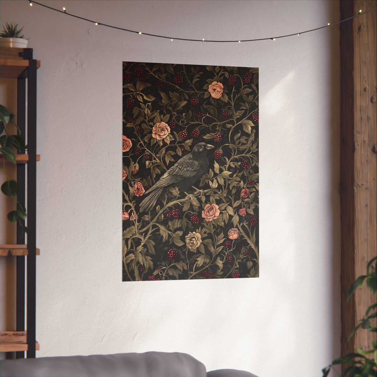 Crow in the Garden Matte Vertical Poster