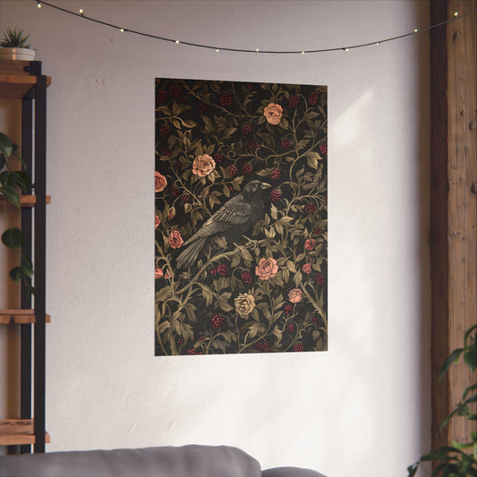 Crow in the Garden Matte Vertical Poster