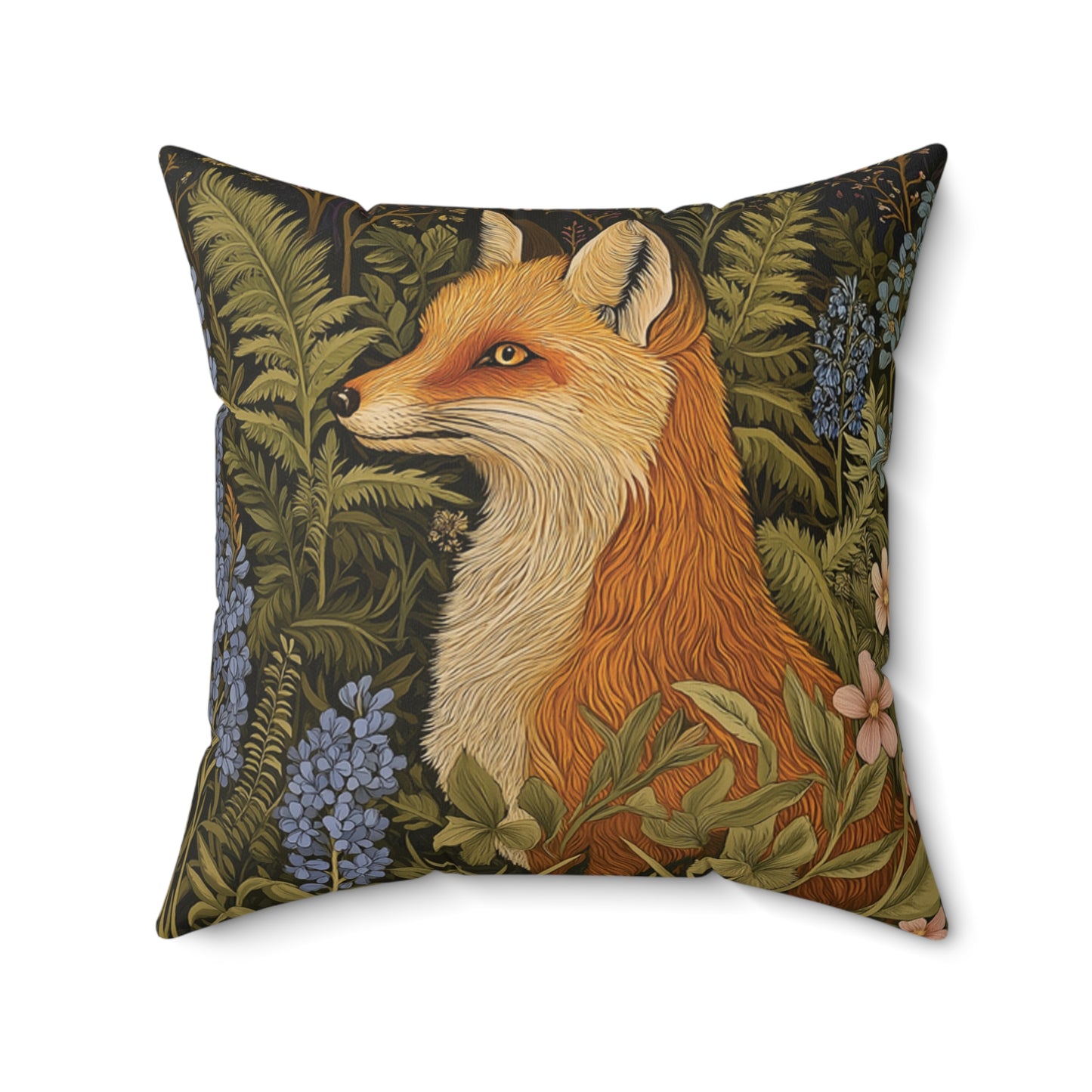 Fox In The Garden Spun Polyester Square Pillow