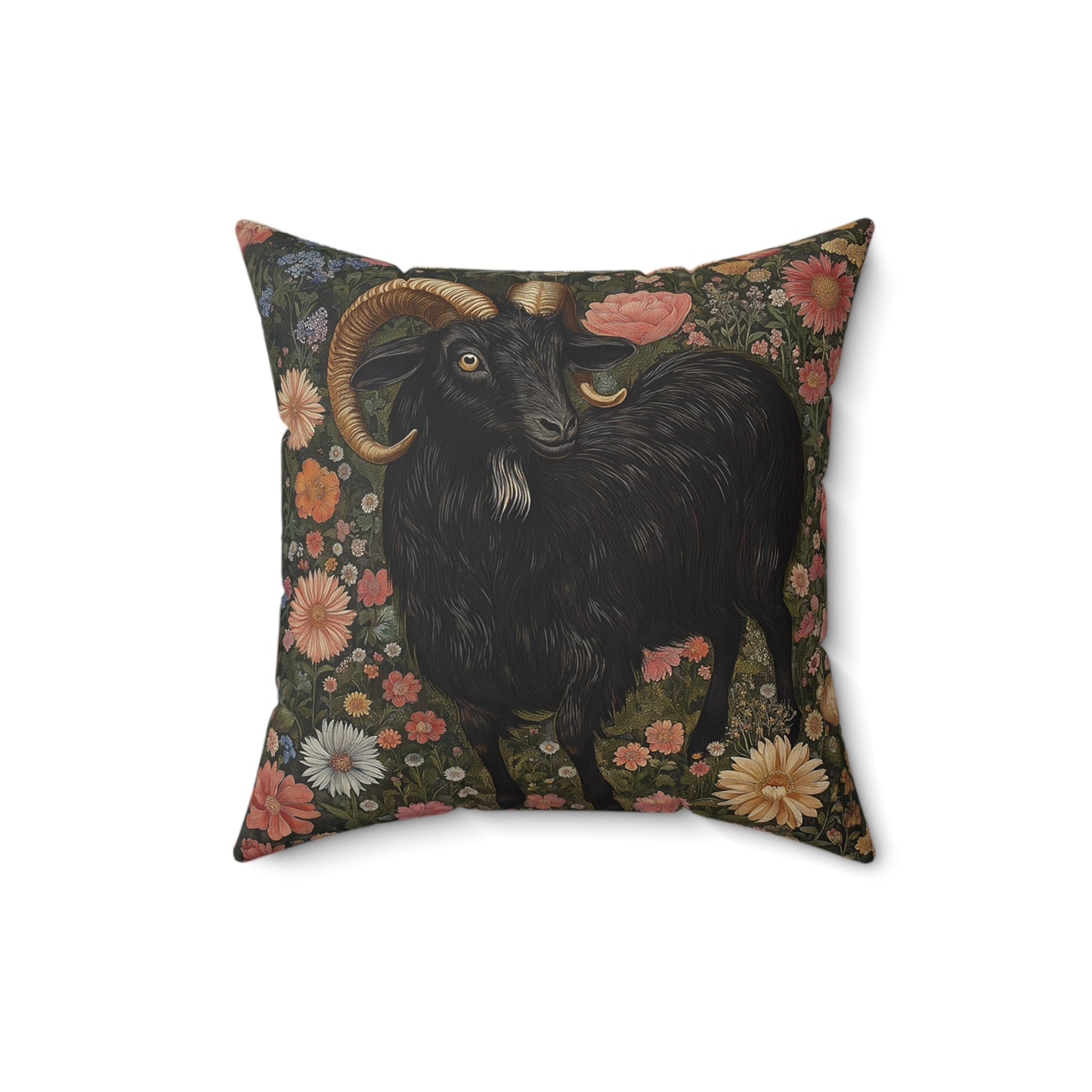 Goat In the Garden Spun Polyester Square Pillow