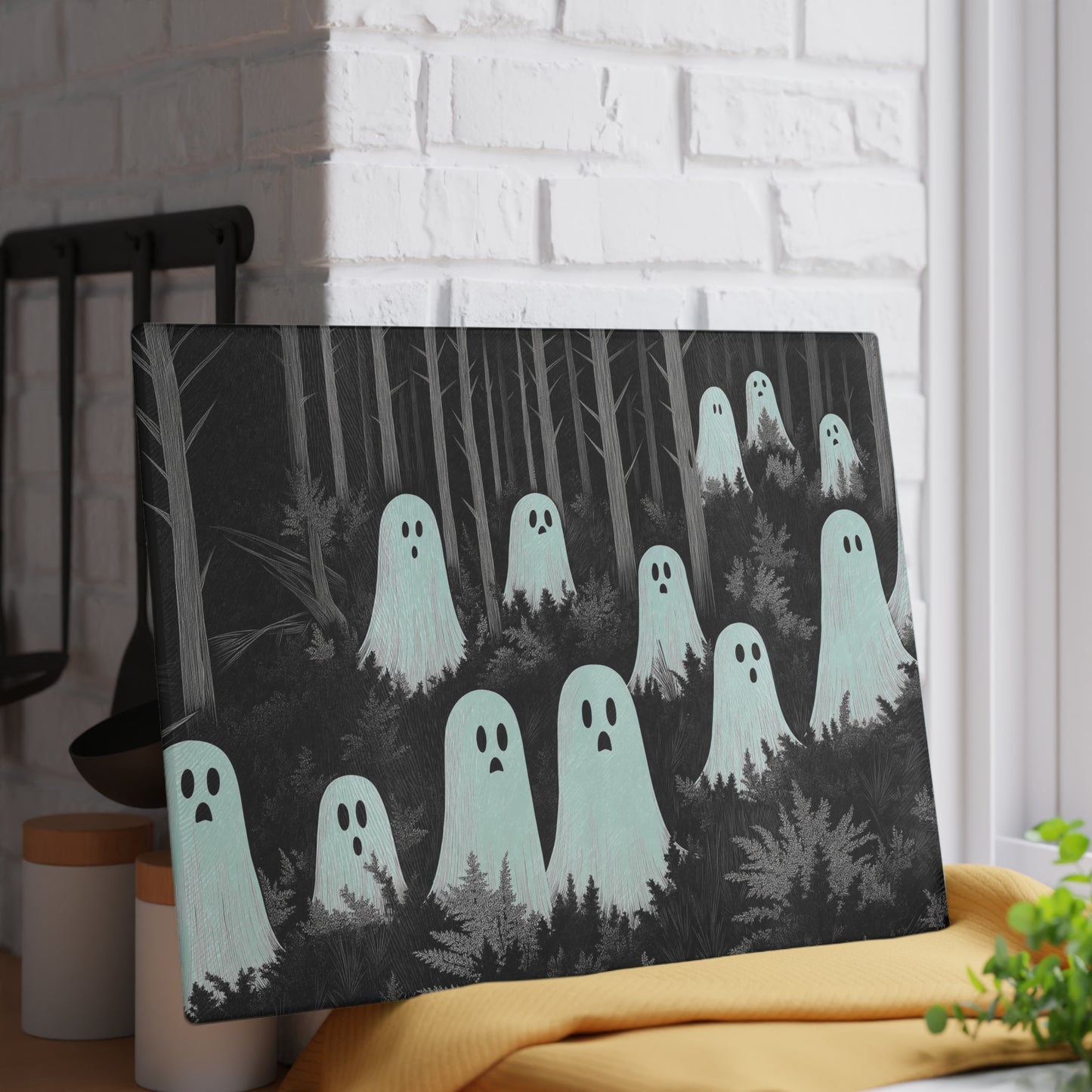 Forest Ghosts Glass Cutting Board