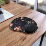 Dark Floral Mouse Pad With Wrist Rest