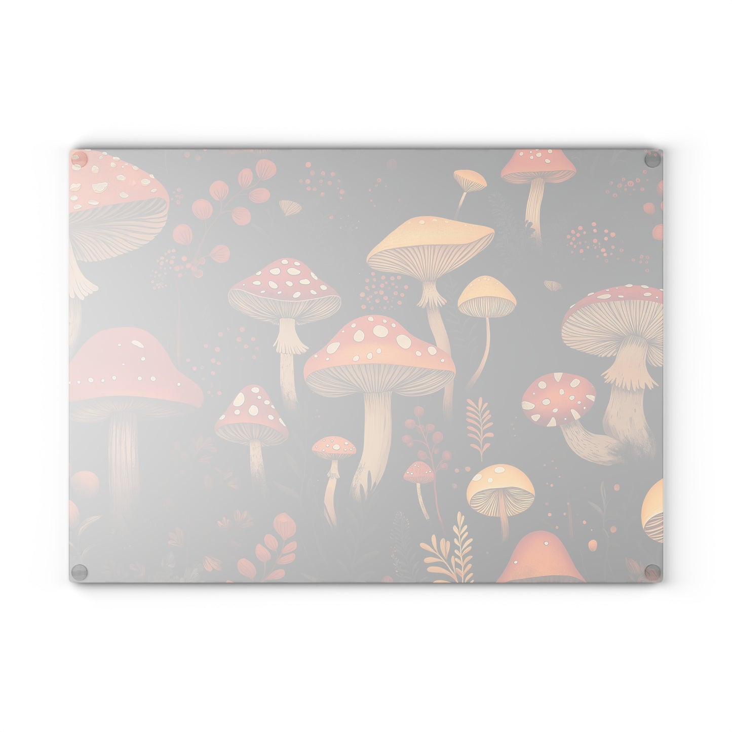 Mushrooms Glass Cutting Board