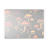 Mushrooms Glass Cutting Board