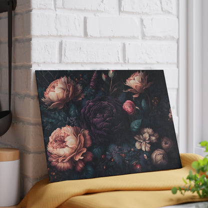 Dark Floral Glass Cutting Board