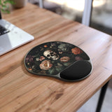 Floral Skull Mouse Pad With Wrist Rest