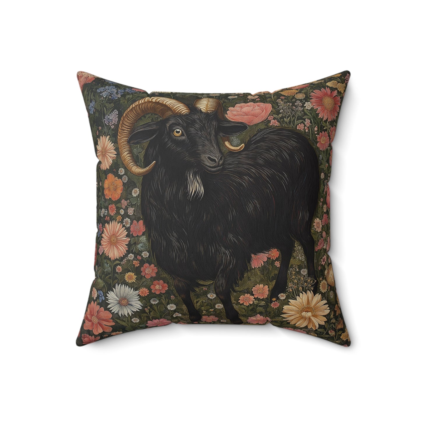 Goat In the Garden Spun Polyester Square Pillow