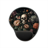 Floral Skull Mouse Pad With Wrist Rest