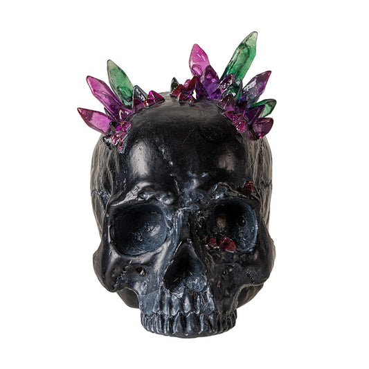 Black Skull with Crystals