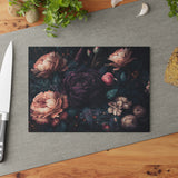 Dark Floral Glass Cutting Board