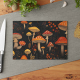 Mushrooms Glass Cutting Board