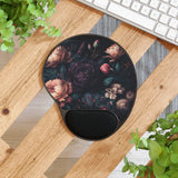 Dark Floral Mouse Pad With Wrist Rest