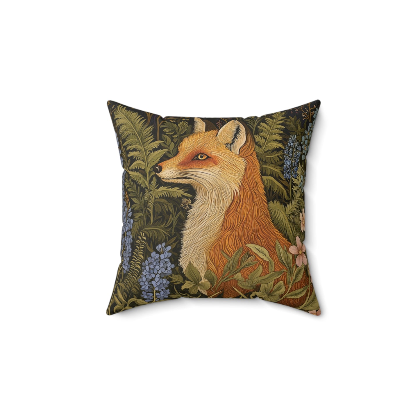 Fox In The Garden Spun Polyester Square Pillow