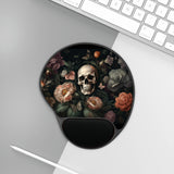 Floral Skull Mouse Pad With Wrist Rest