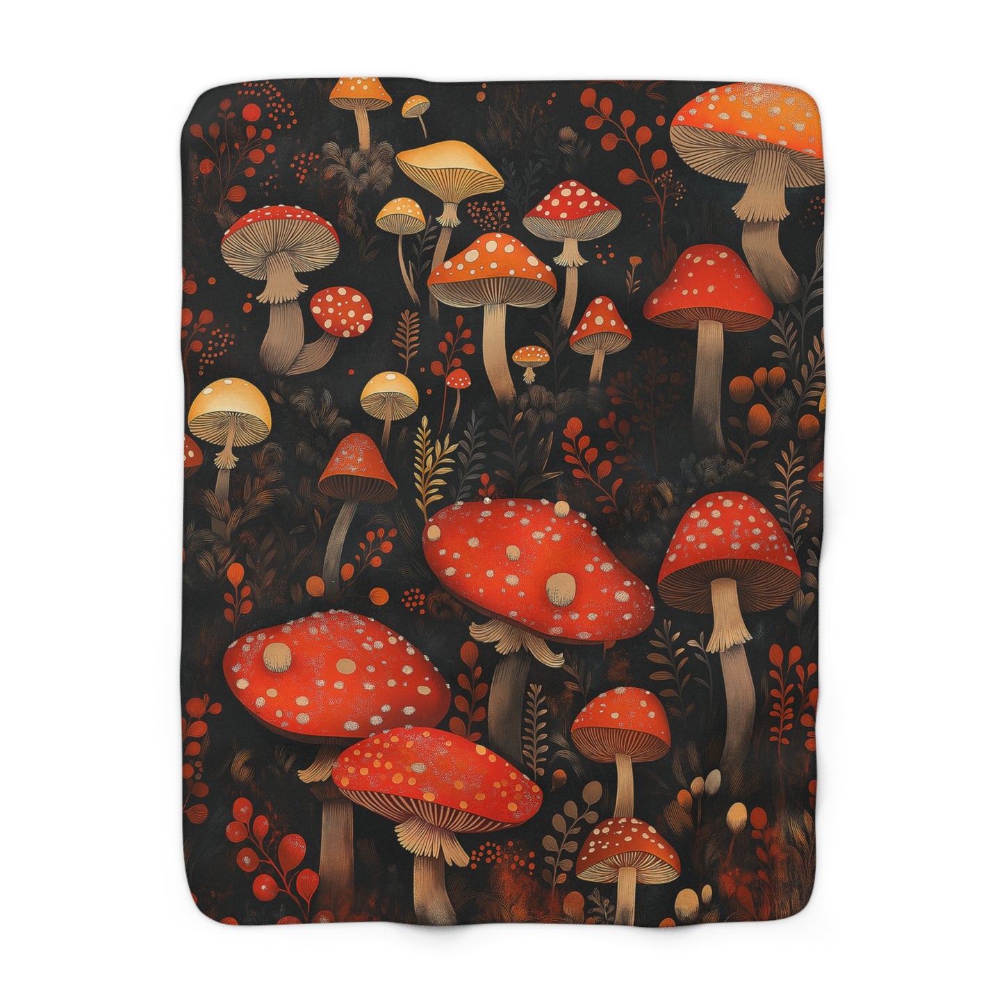 Mushrooms Sherpa Fleece Blanket