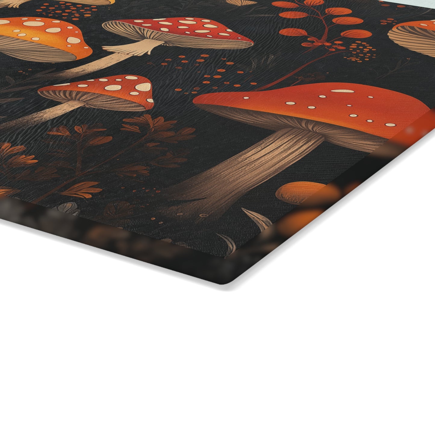 Mushrooms Glass Cutting Board